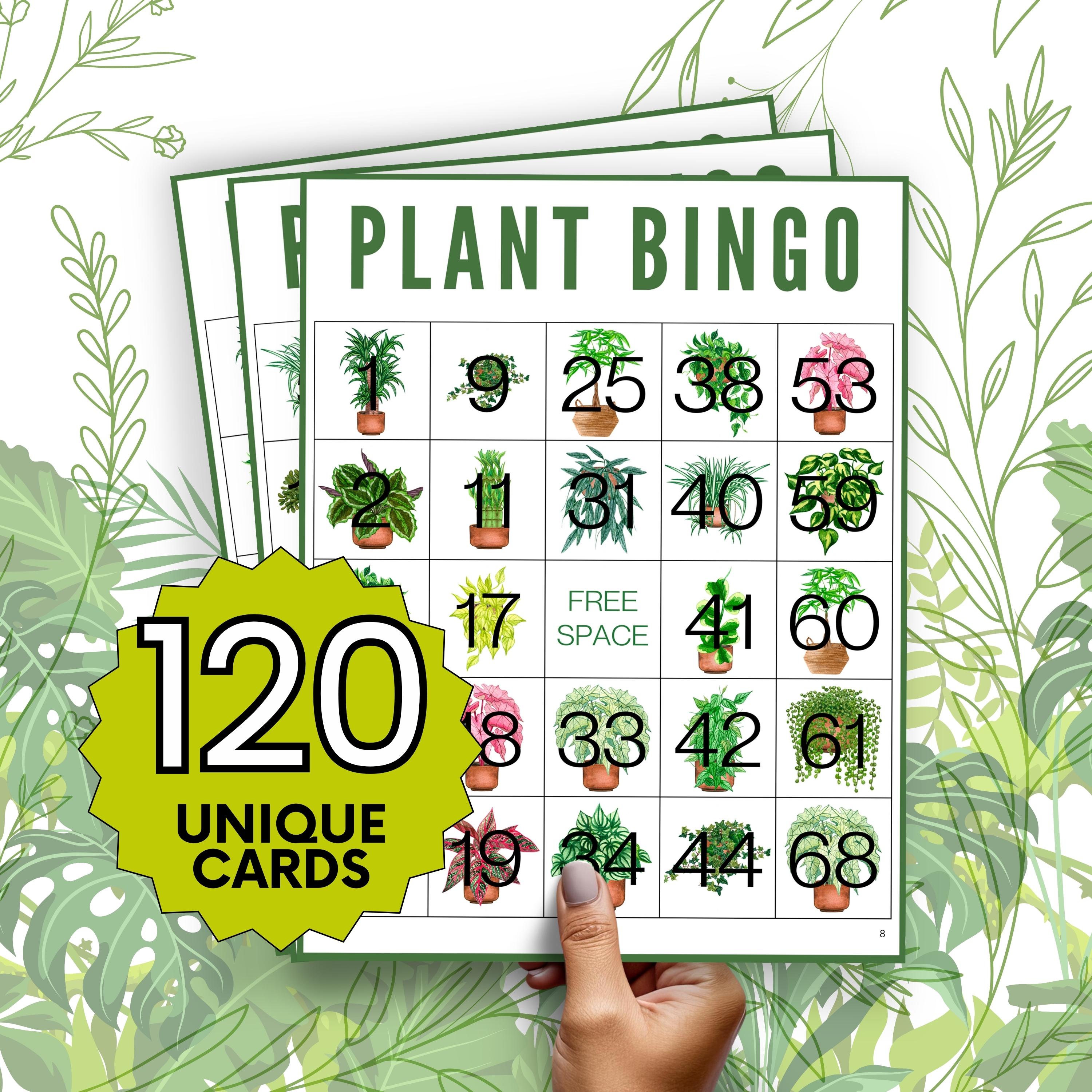 植物ビンゴゲーム：楽しい室内アクティビティ、ユニークなカード120枚