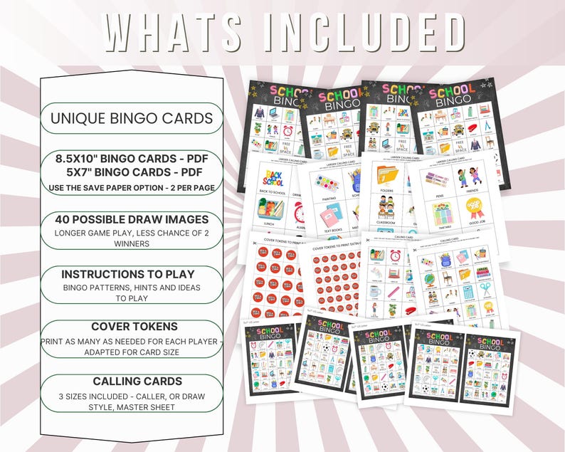 Printable Bingo Programs School Bingo Game: 90 Printable Cards, Classroom Activity (PDF) - Etsy