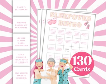 Spa Party Bingo Game: 130 Cards, Bridal Shower, Sleepover (Digital Download)