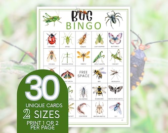 Bug Bingo Game: 30 Outdoor Scavenger Hunt Cards (Instant Download)