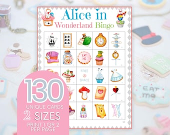 Alice in Wonderland Bingo Cards: Tea Party Game (Printable)