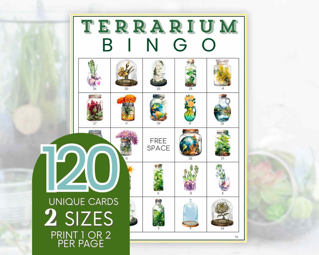 120 Succulent Plant Bingo Printable Game, Terrarium Bingo, Indoor Plant Bingo Cards, Succulent ...