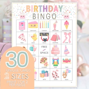 30 Kids Birthday Party Printable Bingo, Celebration Party Bingo, Download Him Her Friends Printable Party Game, Picture Text Image bingo B10