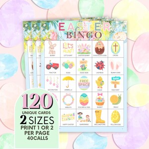 Easter Bingo Game | 120 cards, Class Party Fun & Games | Printable Activity for Kids | Easter Celebration | Digital Download B01