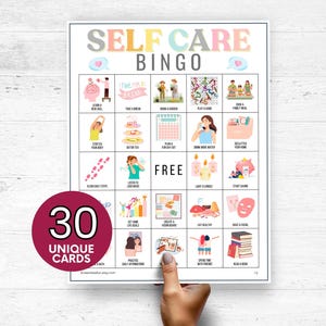 30 Self Care Bingo Cards, Printable Game, Fun & Relaxing Activity for Mental Health, Instant Download Self-Care Days, Wellness Events B51