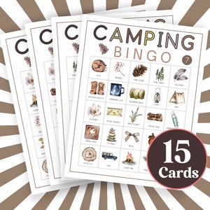 JUEGO DE BINGO DE CAMPING, Actividad de bingo para preescolares, Descarga instantánea, Juego de camping para niños, Juego de camping Scout, Bingo con imágenes en parques, Actividad en PDF B41