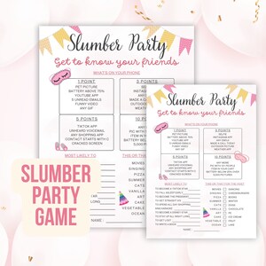 Jogo de festa para meninas, atividade de descanso divertida, jogo para impressão de festa do pijama, jogo de parada noturna para festa de meninas, atividades engraçadas para meninas, descanso para adolescentes S12