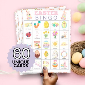 Easter Bingo, 60 Fun Class Party Games for Kids Families, Perfect for School Celebrations, Kids parties entertainment B01
