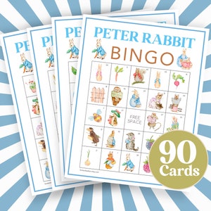 Peter Rabbit Baby Shower Gioco di Bingo, Pacchetto coniglietto rustico, Boy Baby Peter Rabbit Party, Gioco di Bingo Blu Bingo, Gioco di attività in classe B65