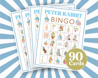 Peter Rabbit Baby Shower Bingo Game, Rustic Bunny Theme (Digital Download)