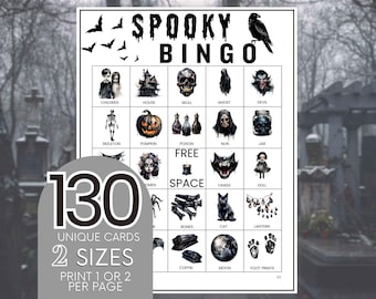 Spooky Halloween Bingo: 130 Unique Cards, Witchy Theme (Digital Download)