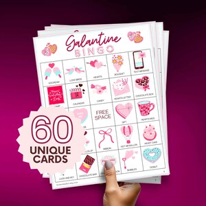 Galentines Bingo | 60 druckbare Bingokarten für Galentinstag, lustige Spiele für Freunde, feiern Sie Valentinstag mit Lachen Spaß Freude b62