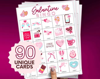 Galentine's Day Bingo Game: 90 Printable Cards (Digital Download)