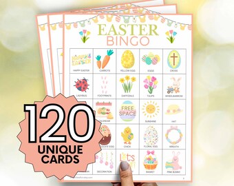 Wielkanocna gra w bingo: 120 kart do druku, rodzinna zabawa (PDF)