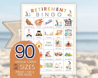 Retirement Bingo Game: 90 Unique Cards, Senior Citizen Party (PDF)