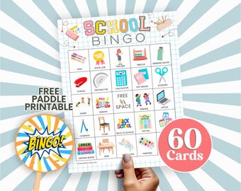 Back To School Bingo: 60 Printable Cards, Classroom Game (PDF)