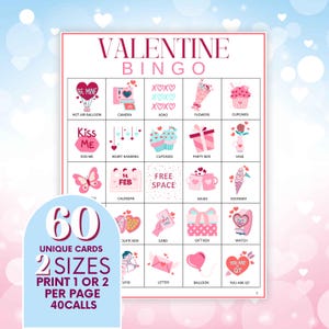 Valentijn bingokaarten, februari feestspelkaarten, leuke Valentijnsviering, gezinsvriendelijke activiteit, spellen met hartthema b62