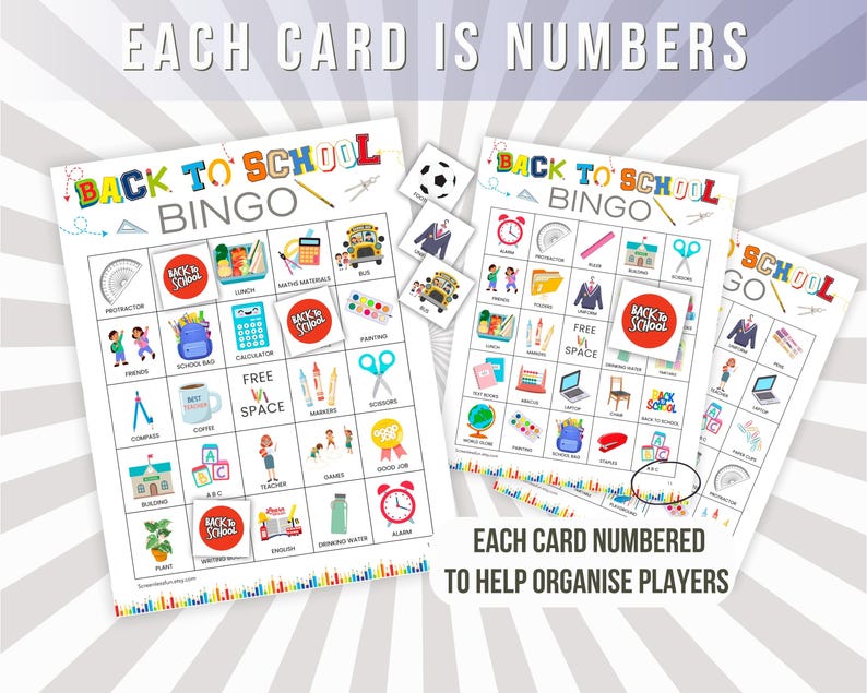 Back to School Bingo Game: Classroom Activity, 30 Cards (printable ...