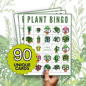 90 tarjetas de bingo de plantas / Actividad divertida en interiores para amantes de las plantas / Noche de juegos para familiares y amigos / Regalo perfecto para jardineros B6