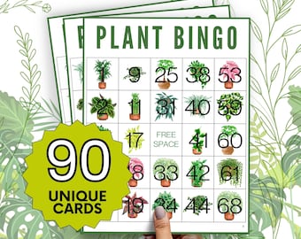 Pflanzen Bingo Spiel: 90 Einzigartige Karten, Familien Spieleabend (PDF)