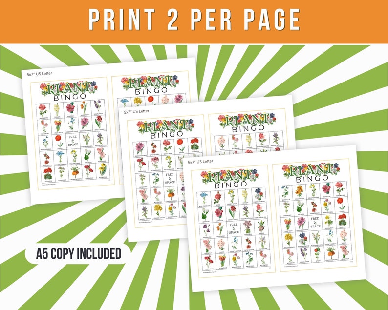 Plant Bingo Printable Cards, Botanical Flower Bingo Boards, Garden Flower B67 - Etsy