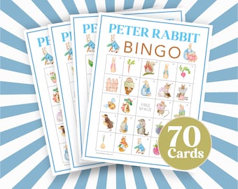 Peter Rabbit Classroom Activity Game Peter Rabbit Baby Shower Bingo Game, Boy Baby Peter Rabbit Party Bingo, Rustic Blue Bunny Bundle B65
