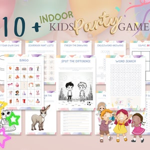 Kids Birthday Party Games: Bingo, Wordsearch, Scavenger Hunt (Printable PDF)