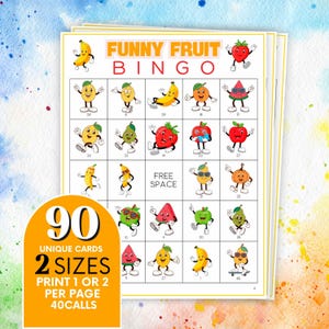 90 fruitbingokaarten, fruitspel voor kinderen en gezinnen, leuke educatieve activiteit, kleurrijke bingokaartmarkeringen, perfect verjaardagscadeau B110