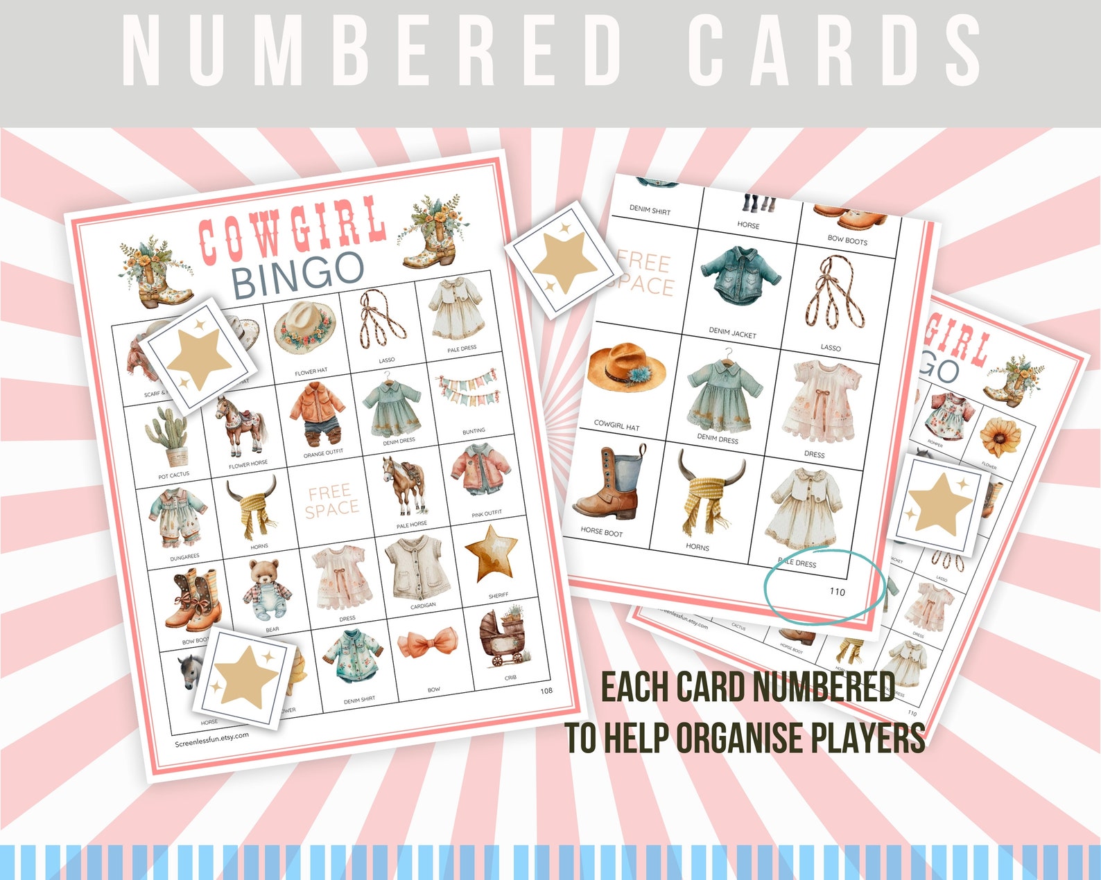 Cowgirl Bingo Game: Western Birthday Party, Baby Shower (printable) - Etsy