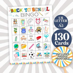 130 cartes de bingo pour la rentrée scolaire, jeu à imprimer pour la classe, jeu d'activité pour les élèves, bingo pour la rentrée scolaire, jeu de ressources pour l'enseignant B29