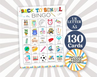 Juego de Bingo de Vuelta al Cole: 130 Tarjetas Imprimibles (PDF)