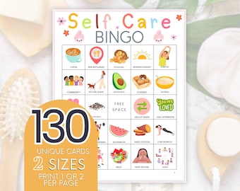 Bingo de autocuidado imprimible: Juego de bienestar familiar (descarga digital)