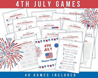 7月4日のパーティーゲーム：愛国的なクイズ、子供向けアクティビティ（PDF印刷可能）