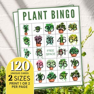 Juego de bingo de plantas / Actividad divertida en interiores para amantes de las plantas / Noche de juegos para familiares y amigos / Regalo perfecto para jardineros B6
