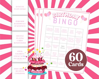 Teen Girl Birthday Bingo: 60 Funny Cards, Icebreaker Game (Printable)