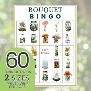 Jeu de bingo à imprimer 60 fleurs et plantes, cartes de bingo bouquet, jeu de bingo pour les amateurs de plantes, bingo pour terrarium, bingo pour centre de jardinage B102