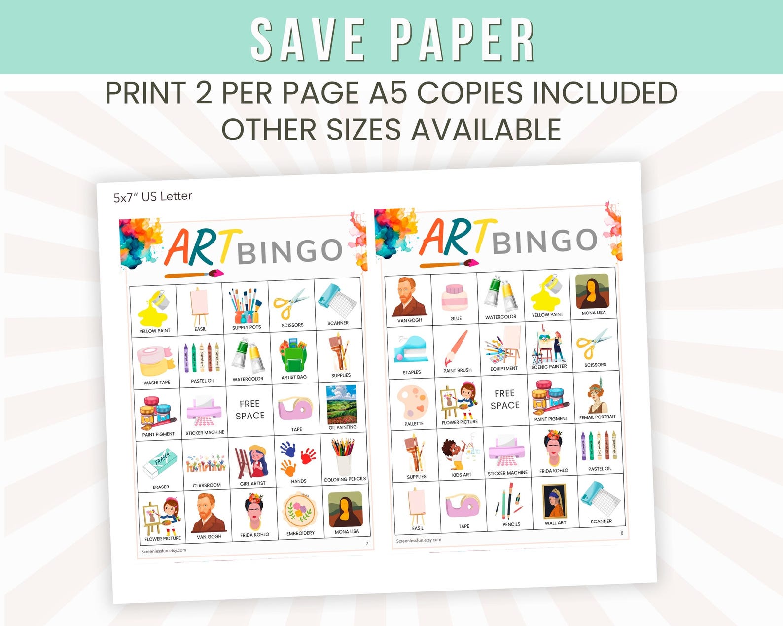Art Bingo Printable Cards, Artist Bingo Game, Kids Art Party Activity ...