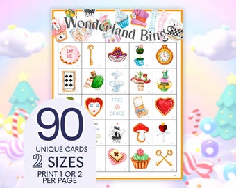 Alice in Wonderland Bingo: Mad Hatter Tea Party Game (Printable)