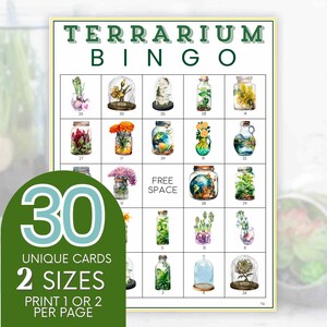 60 Plant Bingo Game Cards, Green House Plant Bingo Boards