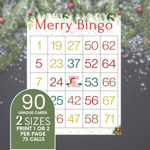 90 Cartões de Bingo de Natal, Jogo de Férias para Imprimir, Atividade Divertida para a Família, Crianças e Adultos, Jogo de Festa Festiva, Download Instantâneo
