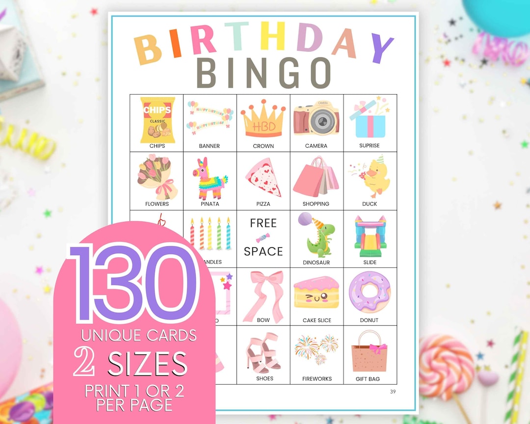 130 Birthday Bingo Cards: Family Party Game (printable) - Etsy