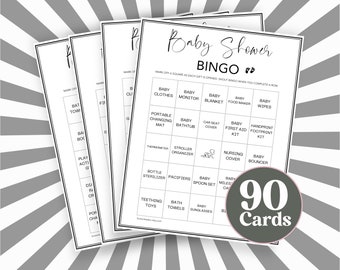 Baby Shower Bingo: 90 Printable Cards (Prefilled)
