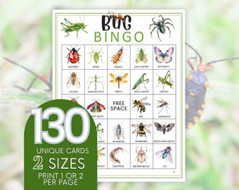 Bug Bingo Printable Game: Insect Party Scavenger Hunt (Instant Download)