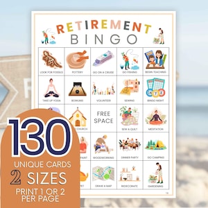 Cartes de bingo à la retraite, jeu d'activité pour la fête de la retraite, thème de cartes de bingo pour retraités, jeu pour retraités, jeu sur le thème de la retraite B31