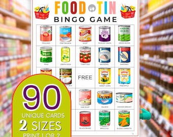 Jogo de Bingo de Mercado: 90 Cartões de Bingo de Comida, Atividade de Aniversário Infantil (Para Imprimir)