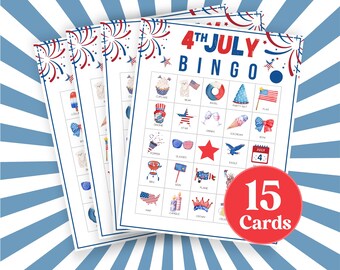 4th of July Bingo Game: Patriotic Kids Party (Digital Download)
