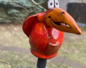 Glocke Vogel Rabe Keramik zum Hängen