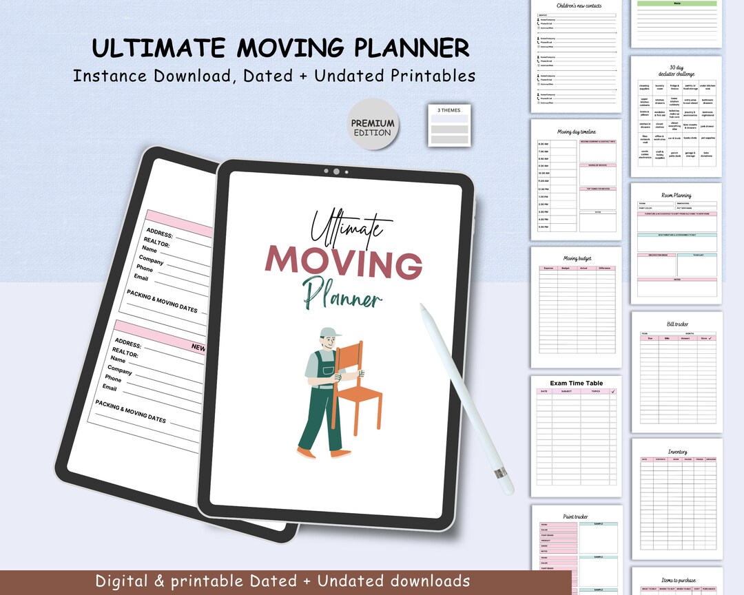 Moving Planner Exercise Log, Moving Tracker, Moving Schedule, Household ...