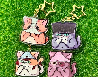 Cute Undies Cat Keychain | Double Sided Acylic w/ glitter finish Keychain