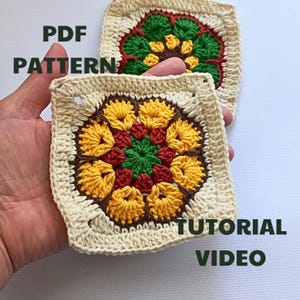 Crochet Granny Square ,  Easy Beginner Gift for Mom